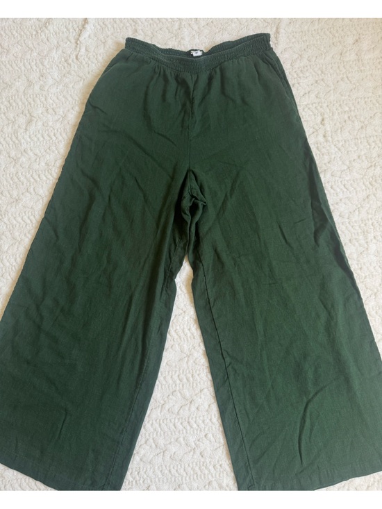 Anthropologie Pants - Anthro Green Linen Blend Wide Leg Pull-On Pants Size S Resort